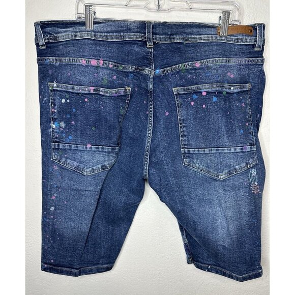 Evolution In Design Men’s Distressed Paint Splatter Jean Shorts Size 40 - Picture 3 of 10